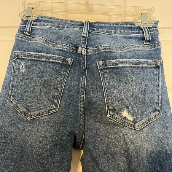 Flying Monkey Holly High Rise Slim Straight Blue Distressed Jeans Size 25 - Picture 8 of 11